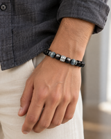 Quiet Guard — Silver Sheen Obsidian — On the body