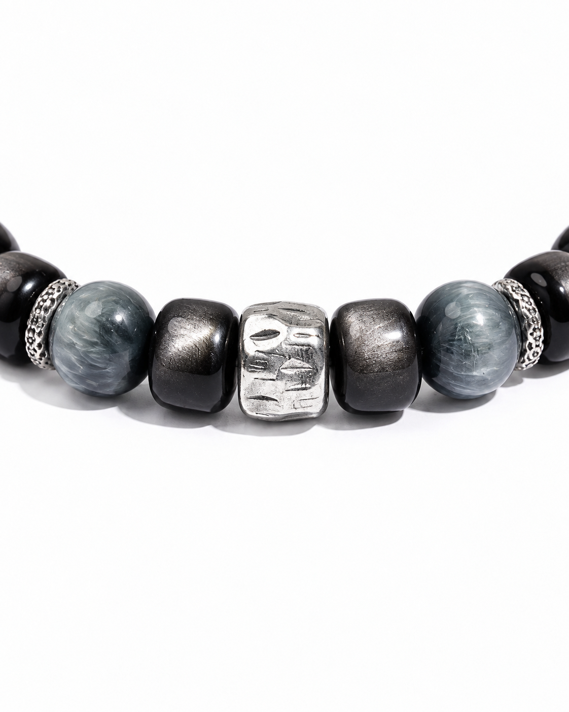 Quiet Guard — Silver Sheen Obsidian — Material and construction