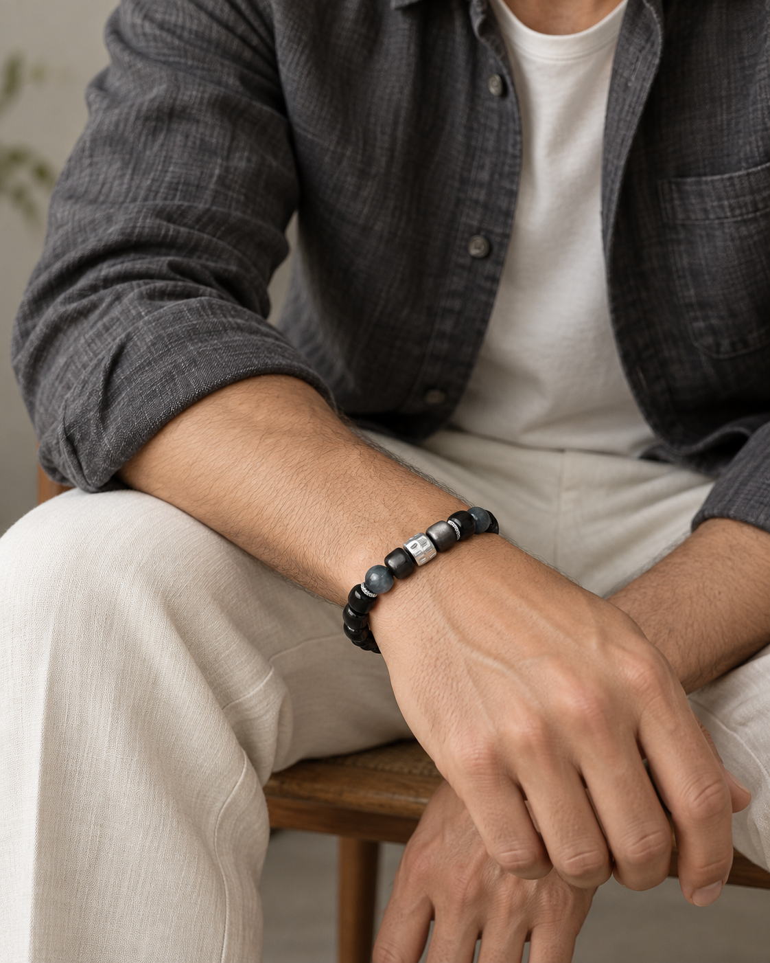 Quiet Guard — Silver Sheen Obsidian — An everyday pairing