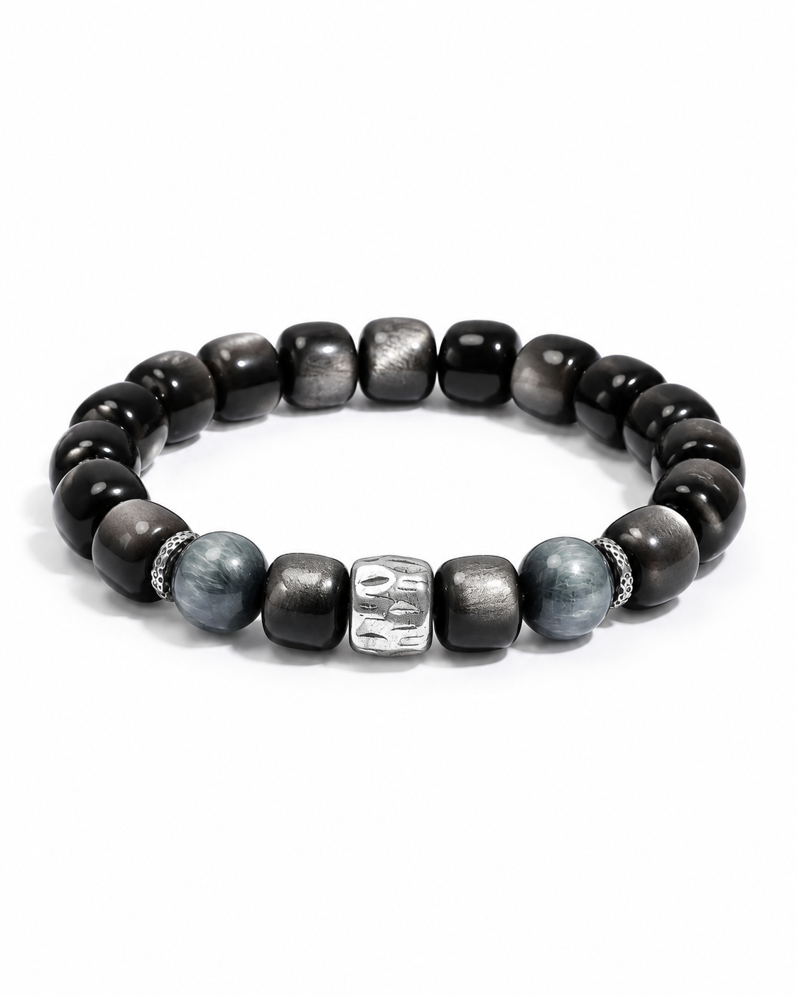 Quiet Guard — Silver Sheen Obsidian — A lower product angle