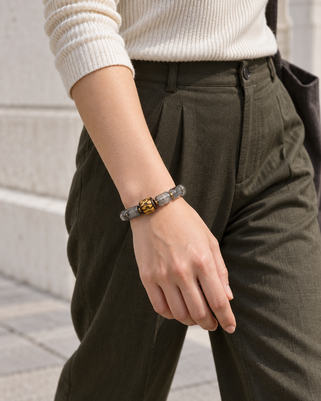 Still Trace — B · Patterned Carving — An outfit in motion