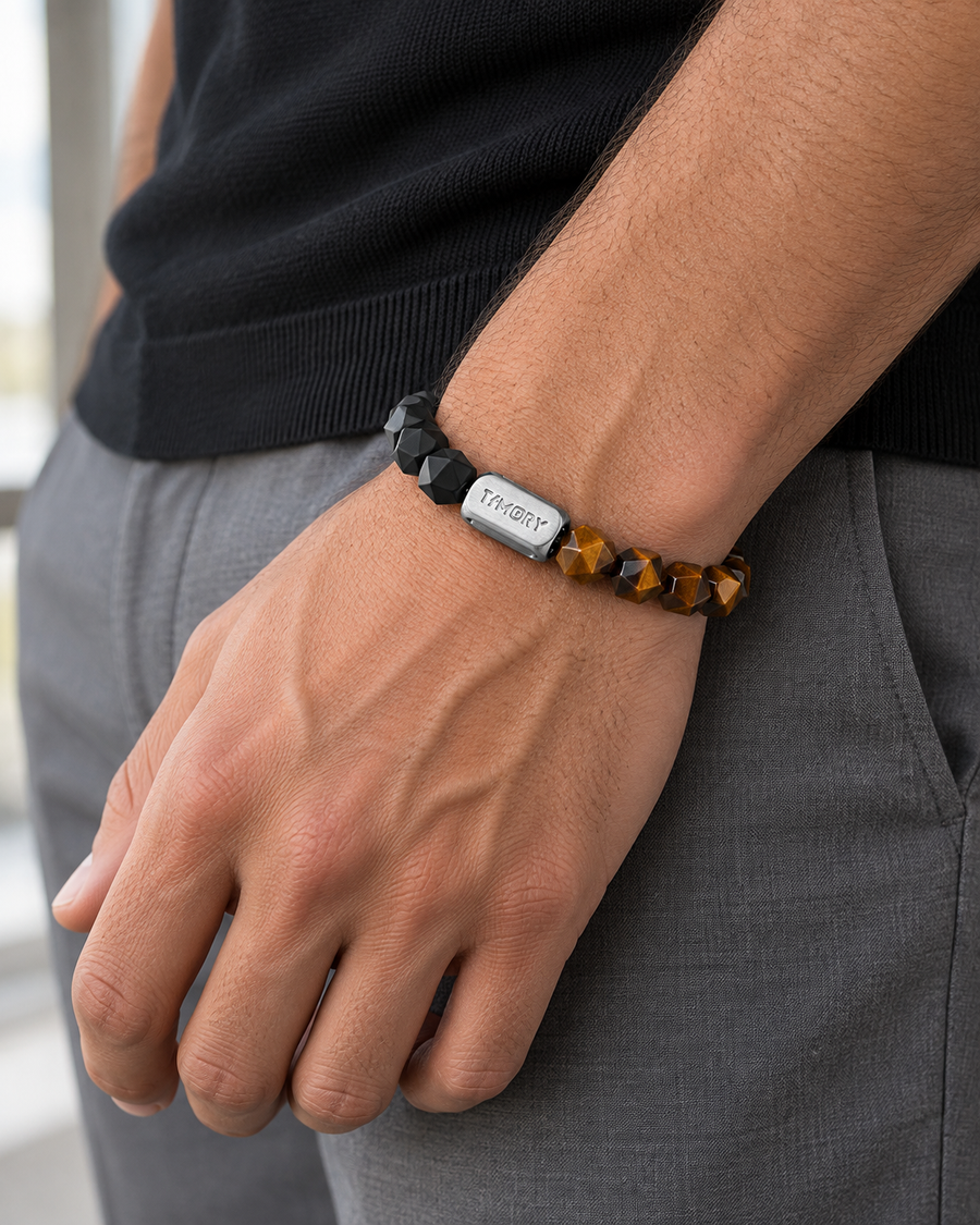 Resolve — Tiger’s Eye & Black Agate — On the body