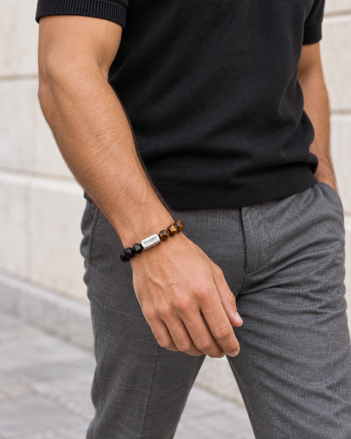 Resolve — Tiger’s Eye & Black Agate — An outfit in motion