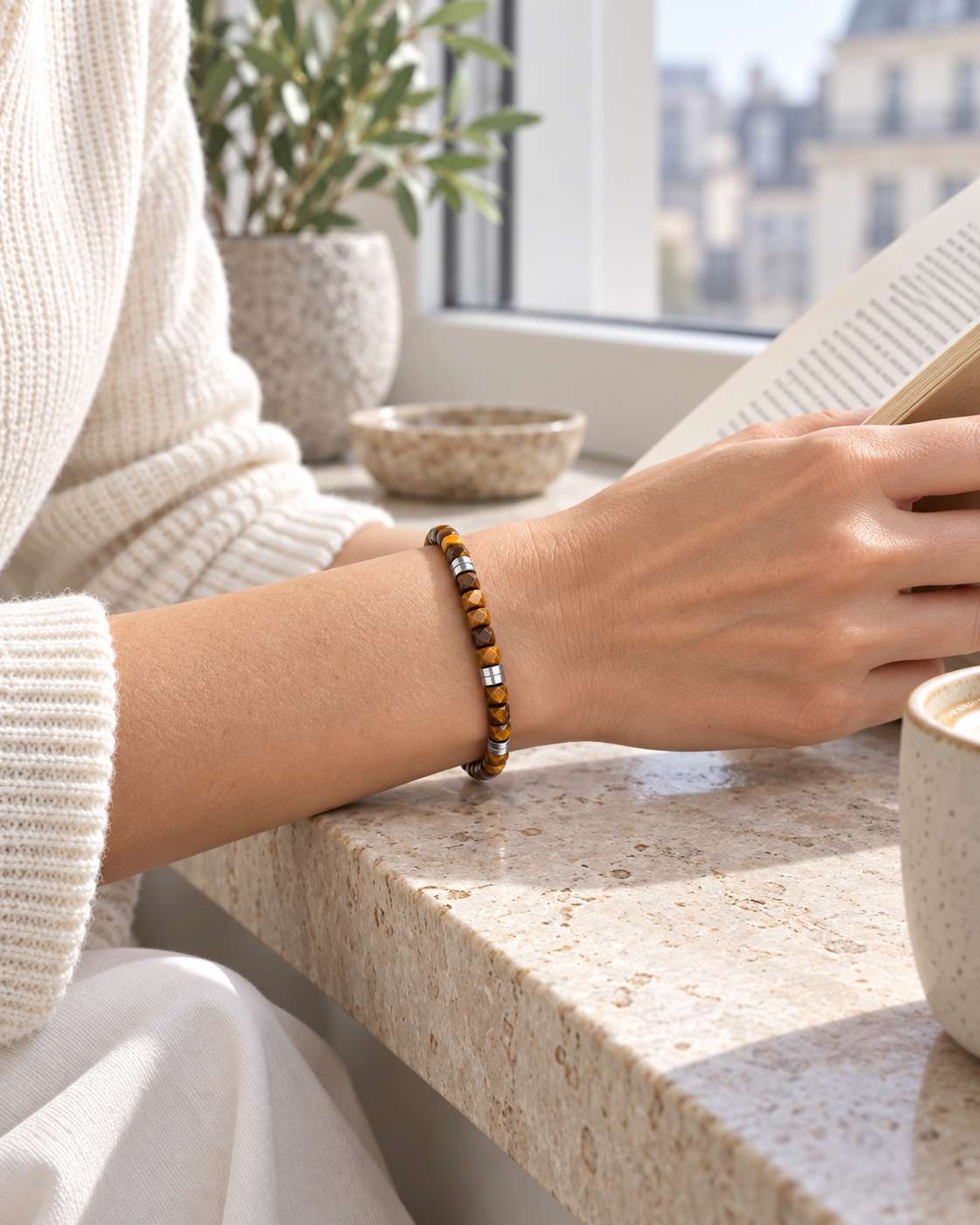 Faceted Tiger Eye bracelet second wearing view