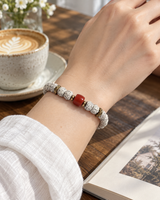 Red agate Bodhi Accent bracelet worn on wrist