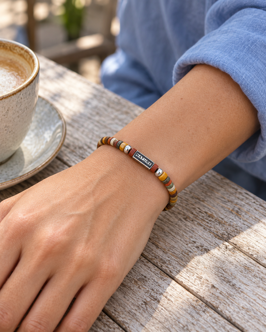 Earthline Disc bracelet worn on wrist