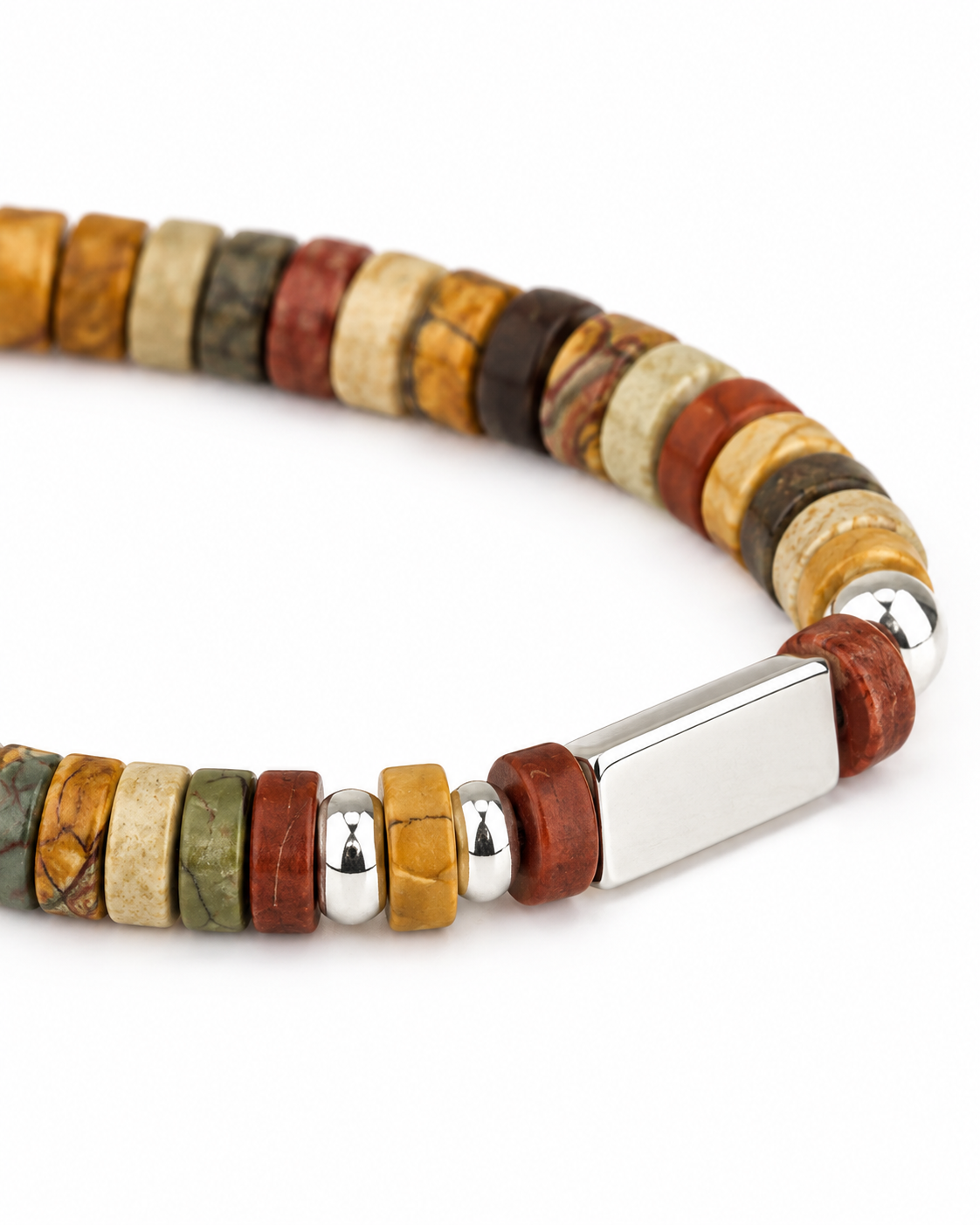 Earthline Disc bracelet close detail of thin stone discs