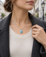 Blue Pause necklace everyday wearing view