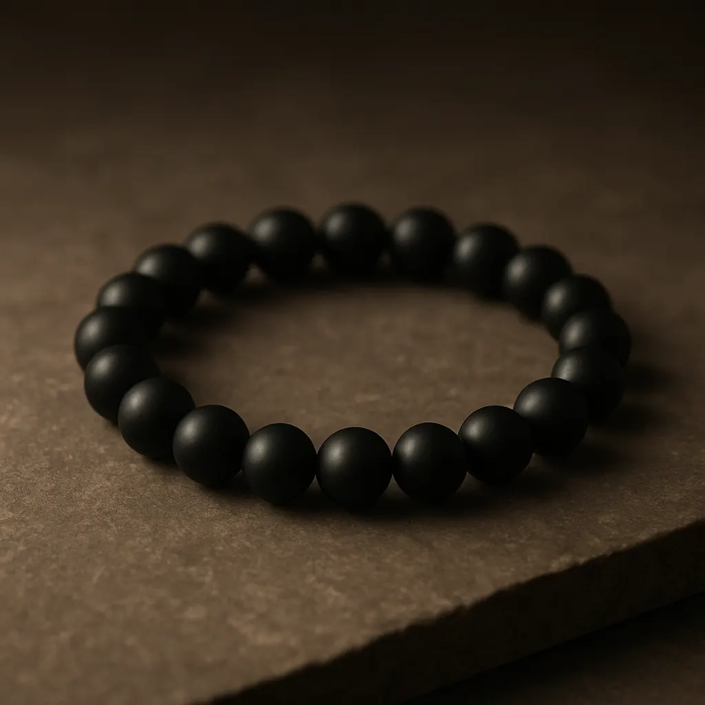Black Agate & Snowflake Stone Bracelet