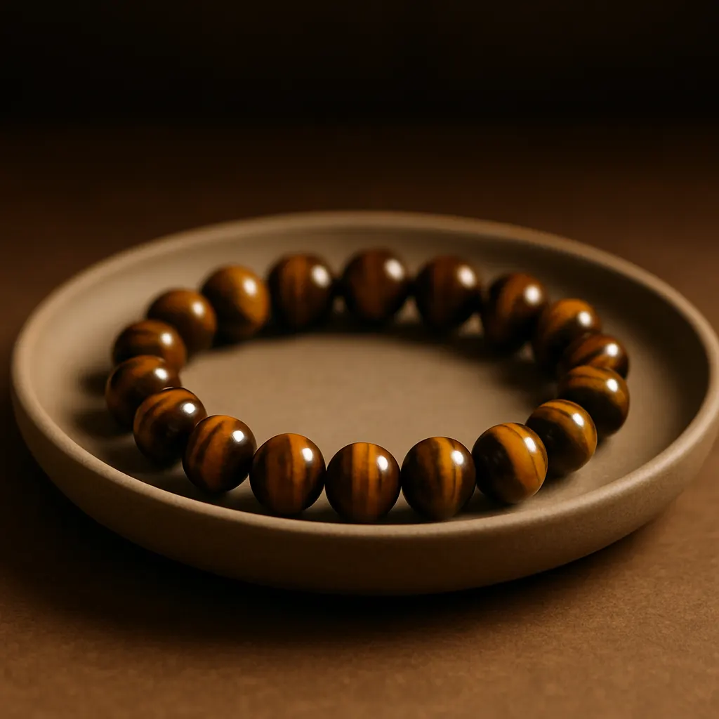 Obsidian Tiger Eye Lotus Spacer Bracelet