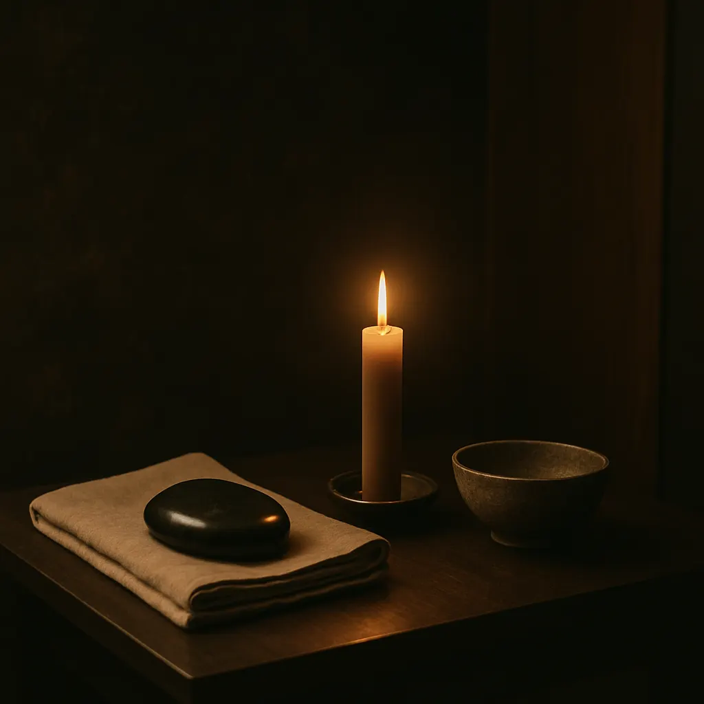 A quiet meditation corner with natural light and soft textures